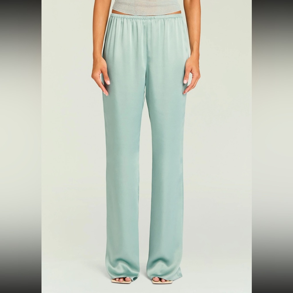 Seroya Straight Leg Wide-Rise Pants in Mint Green